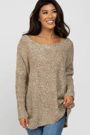 Taupe Boat Neck Dolman Sleeve Sweater