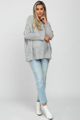 Silver Boat Neck Dolman Sleeve Maternity Sweater