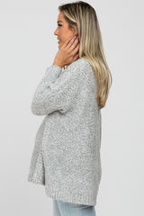 Silver Boat Neck Dolman Sleeve Maternity Sweater