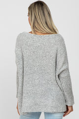 Silver Boat Neck Dolman Sleeve Maternity Sweater