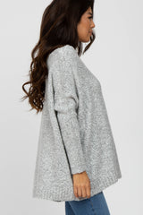 Silver Boat Neck Dolman Sleeve Sweater