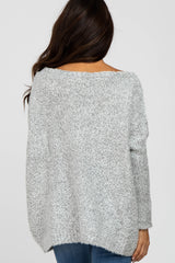 Silver Boat Neck Dolman Sleeve Sweater