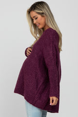 Purple Boat Neck Dolman Sleeve Maternity Sweater