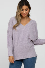 Lilac Chenille V-Neck Maternity Sweater