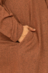 Rust Brushed Knit Maternity Plus Cardigan