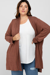 Rust Brushed Knit Plus Cardigan