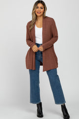 Rust Brushed Knit Cardigan