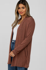 Rust Brushed Knit Cardigan