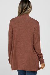 Rust Brushed Knit Cardigan