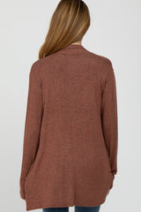 Rust Brushed Knit Maternity Cardigan