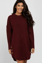 Burgundy Button Accent Sweater Dress