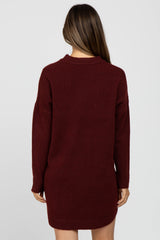 Burgundy Button Accent Maternity Sweater Dress