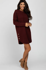 Burgundy Button Accent Maternity Sweater Dress