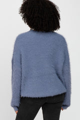 Blue Fuzzy Chunky Knit Sweater