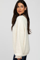 Ivory Fuzzy Chunky Knit Sweater