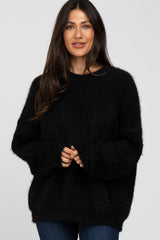 Black Fuzzy Chunky Knit Sweater