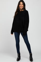 Black Fuzzy Chunky Knit Sweater