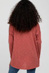 Rust Heathered Hi-Low Long Sleeve Top