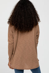 Mocha Heathered Hi-Low Long Sleeve Top