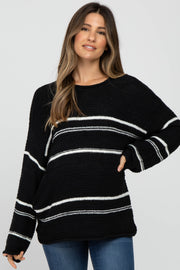 Black Striped Knit Maternity Sweater