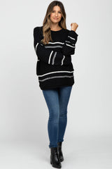 Black Striped Knit Maternity Sweater