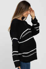 Black Striped Knit Maternity Sweater