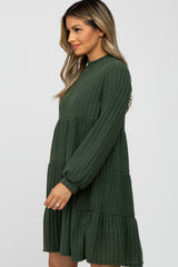 Olive Mock Neck Tiered Dress