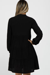 Black Mock Neck Tiered Dress