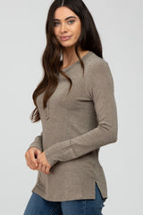 Mocha Button Up Long Sleeve Top