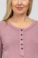 Mauve Button Up Maternity Long Sleeve Top