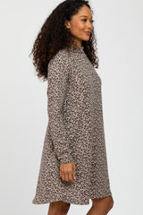 Taupe Animal Print Mock Neck Dress