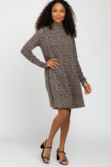 Mocha Animal Print Mock Neck Dress