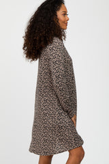 Mocha Animal Print Mock Neck Dress