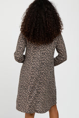 Mocha Animal Print Mock Neck Dress