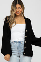 Black Knit Button Front Maternity Cardigan