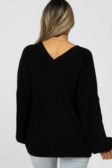 Black Knit Button Front Cardigan