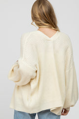 Ivory Knit Button Front Maternity Cardigan