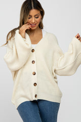 Ivory Knit Button Front Maternity Cardigan