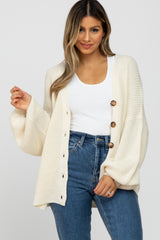 Ivory Knit Button Front Cardigan