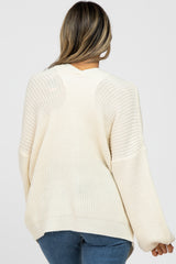 Ivory Knit Button Front Cardigan