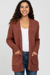 Mauve Popcorn Knit Maternity Cardigan