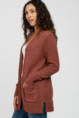 Mauve Popcorn Knit Cardigan