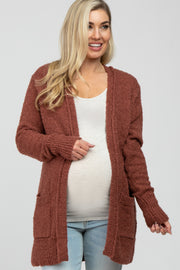 Mauve Popcorn Knit Maternity Cardigan