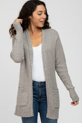 Grey Popcorn Knit Maternity Cardigan