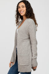 Grey Popcorn Knit Cardigan