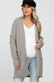 Grey Popcorn Knit Maternity Cardigan