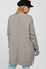 Grey Popcorn Knit Maternity Cardigan