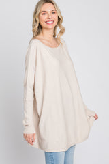 Beige Soft Knit Boatneck Dolman Sleeve Sweater