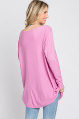 Pink Soft Knit Boatneck Dolman Sleeve Sweater