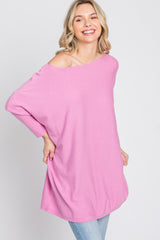 Pink Soft Knit Boatneck Dolman Sleeve Sweater